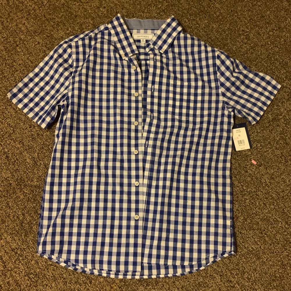 Crown and Ivy Blue Plaid Button up